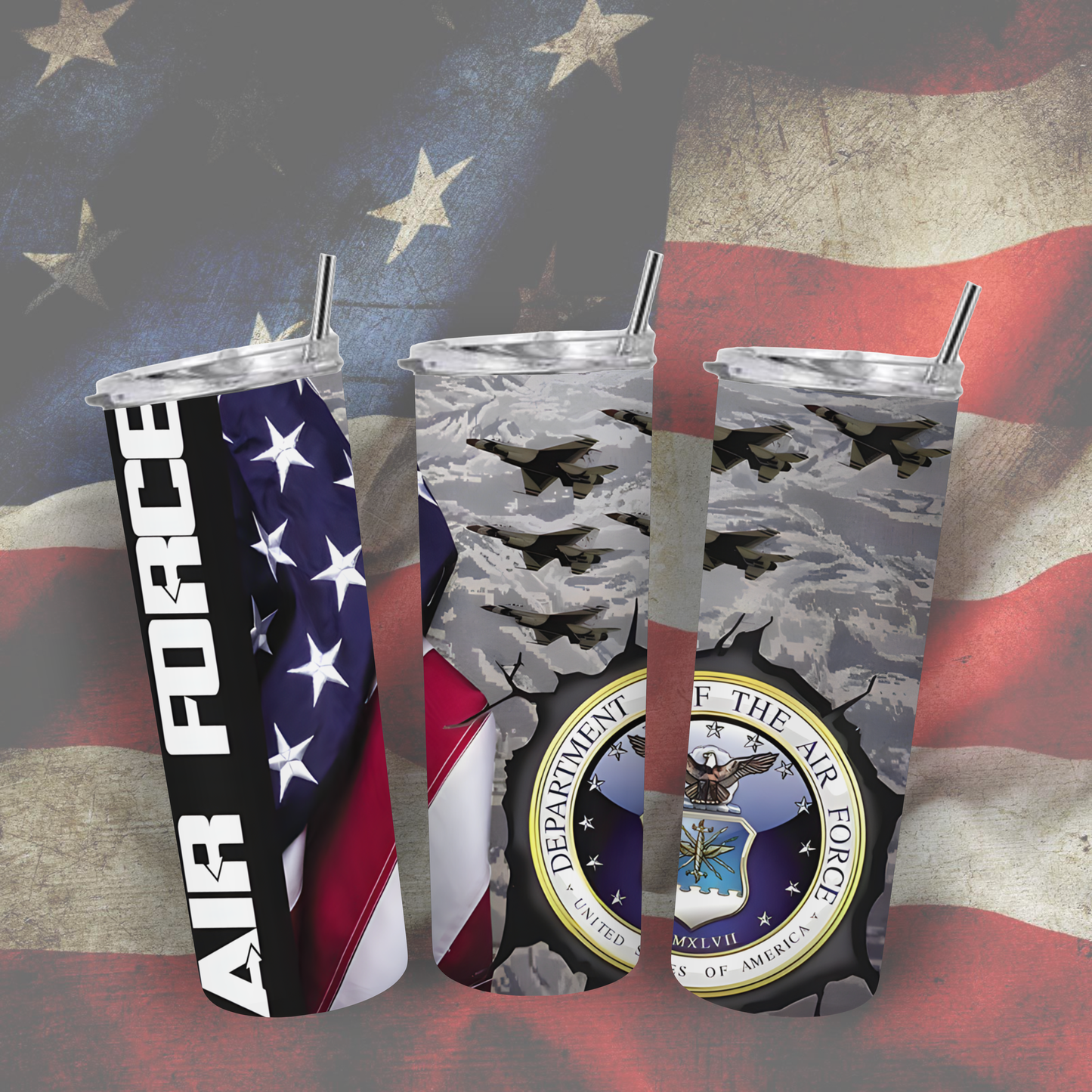 Air Force Flag Jets 20oz Tumbler | Insulated Stainless Steel Cup