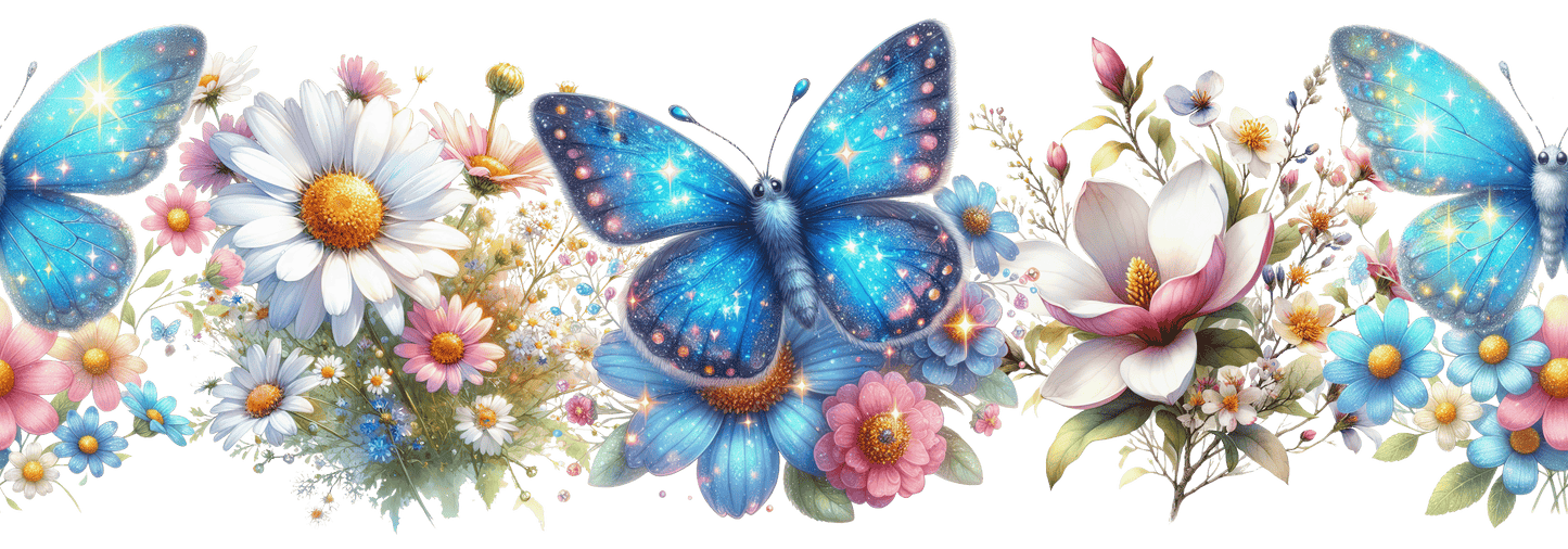 Butterflies and Daisies | UV DTF Wrap for Cups | Ready to Apply Permanent