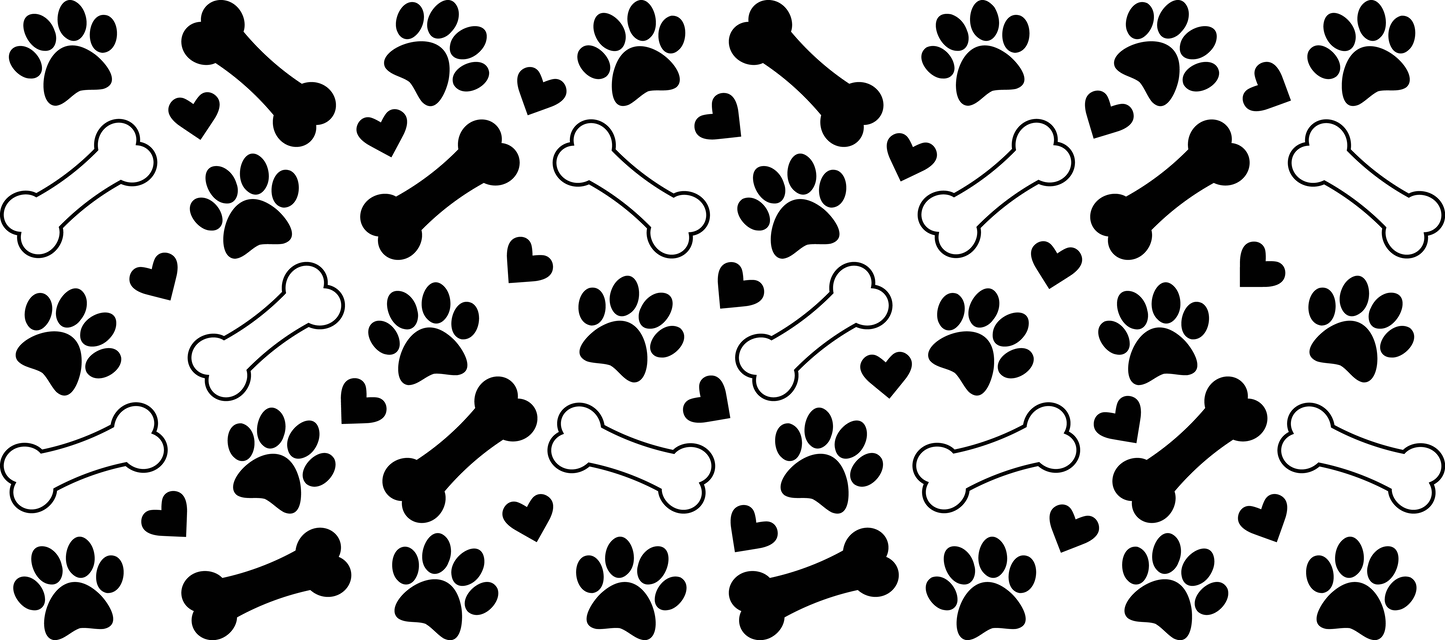 Paws and Bones | UV DTF Wrap for Cups | Ready to Apply Permanent