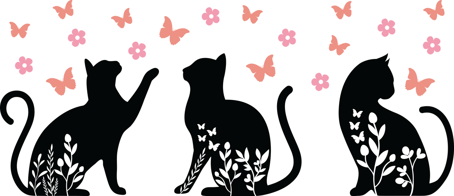 Playful Cat | UV DTF Wrap for Cups | Ready to Apply Permanent