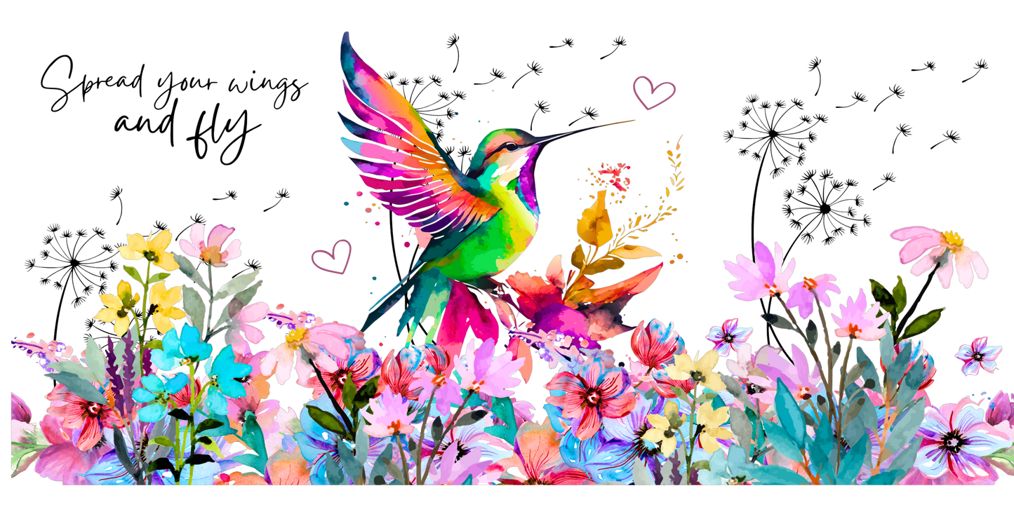 Humming Bird Spread Your Wings | UV DTF Wrap for Cups | Ready to Apply Permanent