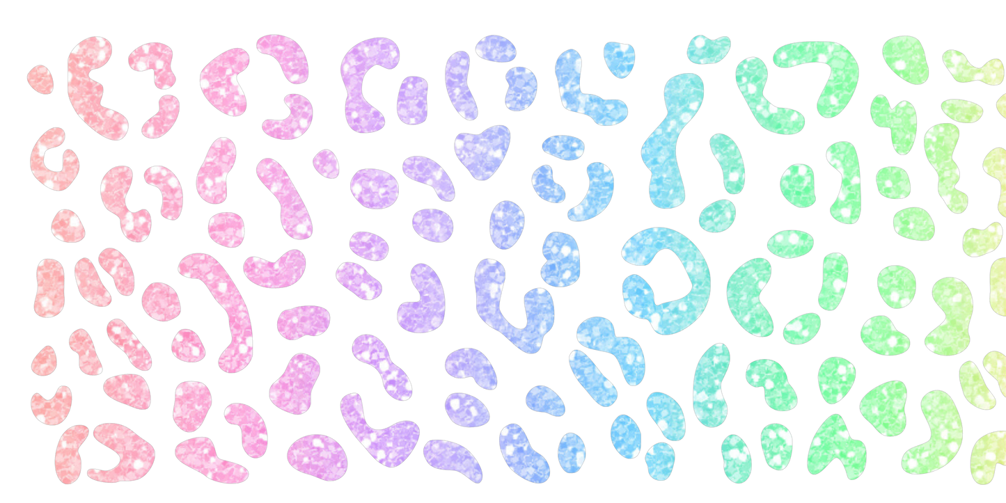 Leopard Print Colorful Faux Glitter | UV DTF Wrap for Cups | Ready to Apply Permanent