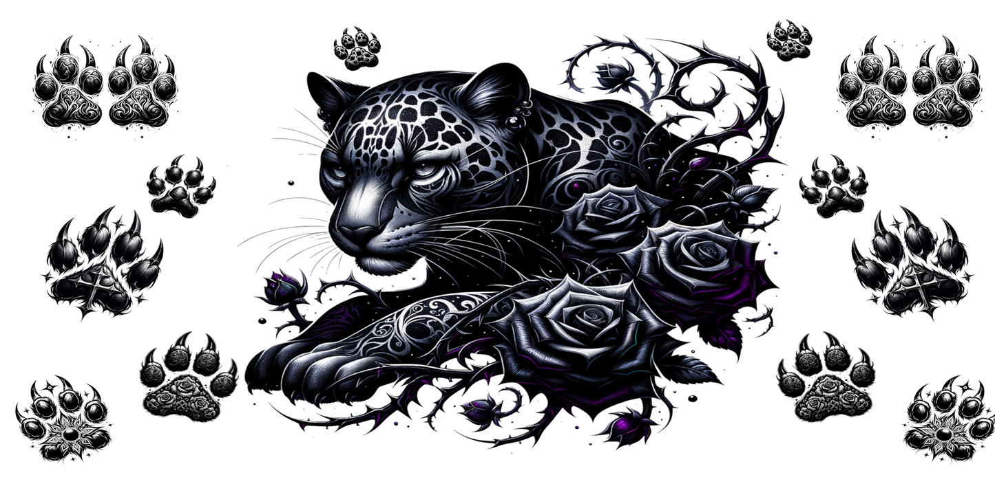 Leopard Paw Blackout | UV DTF Wrap for Cups | Ready to Apply Permanent