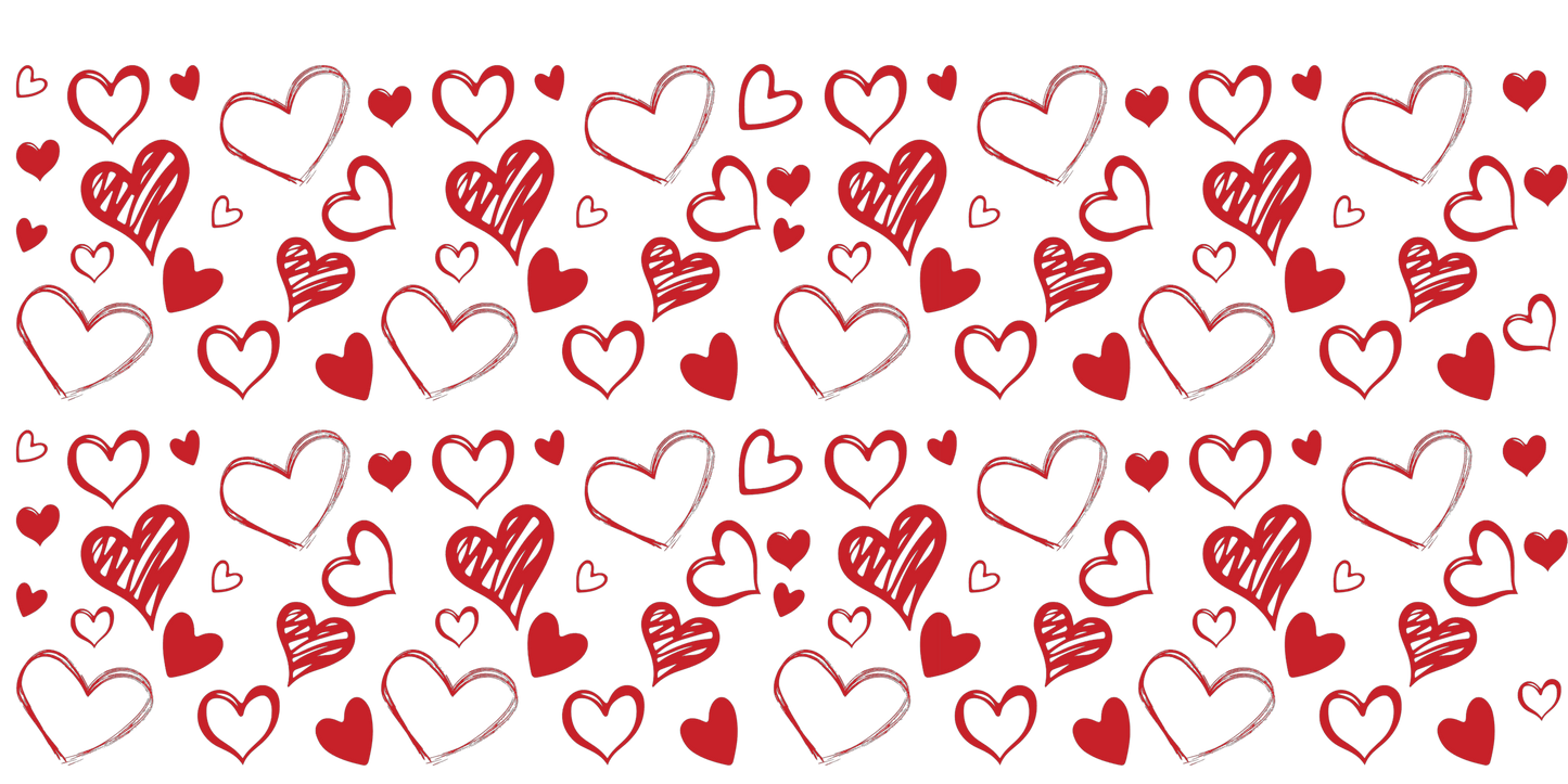 Hearts in Red | UV DTF Wrap for Cups | Ready to Apply Permanent