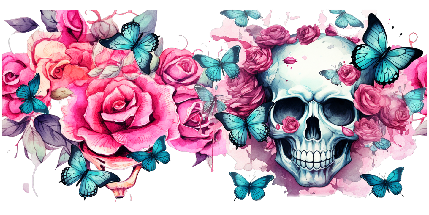Skulls and Roses | UV DTF Wrap for Cups | Ready to Apply Permanent