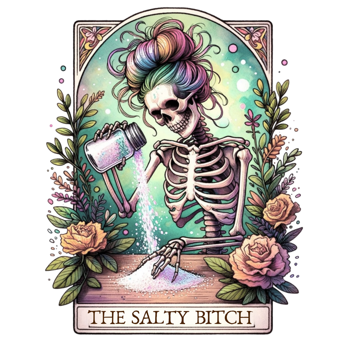 Salty Bitch Tarot UV DTF Decal| Waterproof, Permanent Transfer