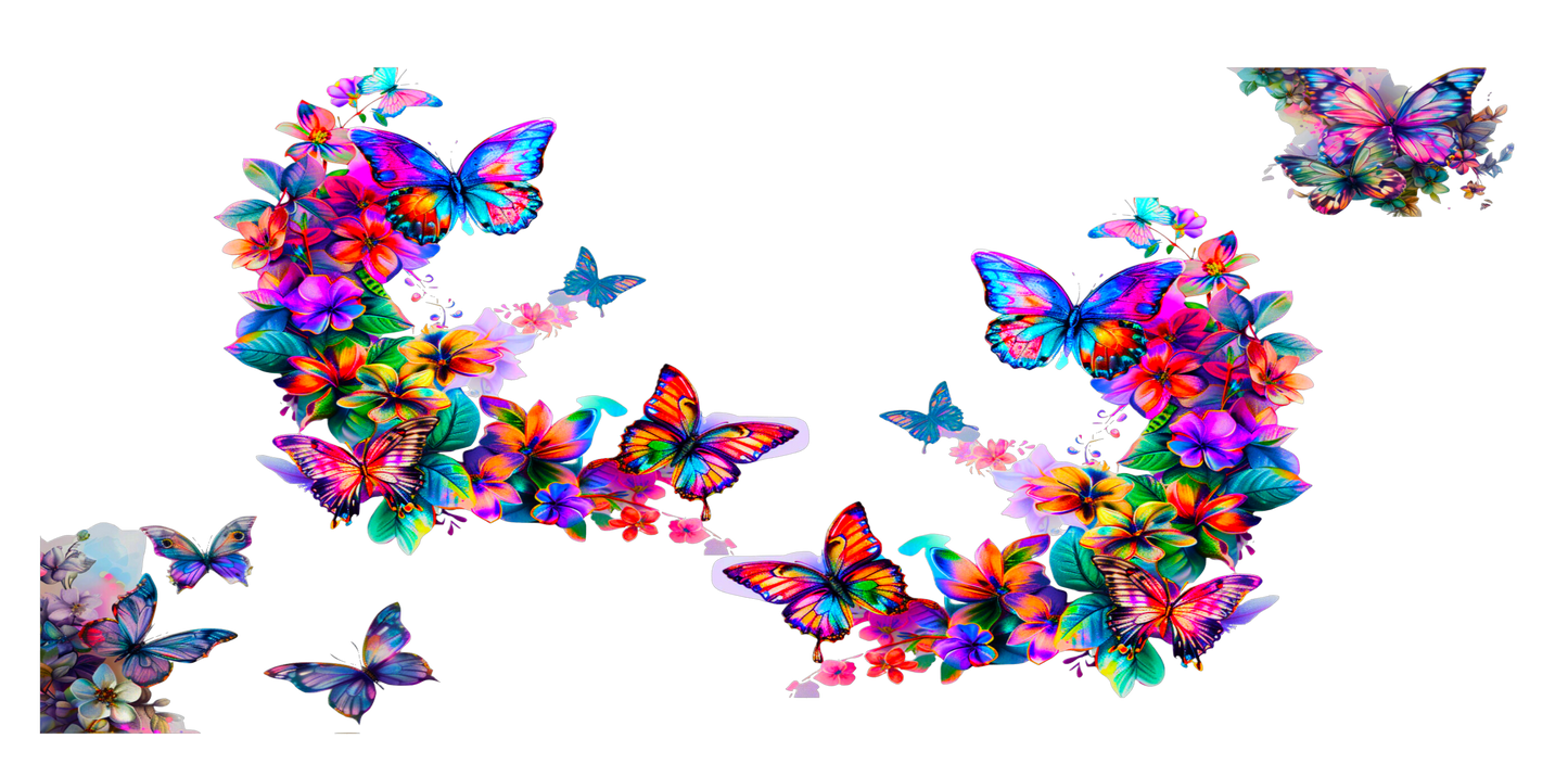 Butterflies & Floral | UV DTF Wrap for Cups | Ready to Apply Permanent