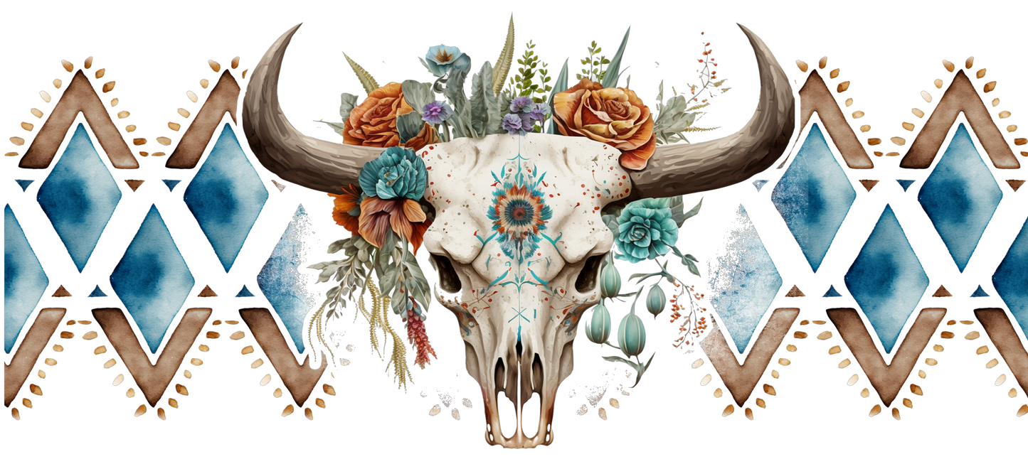 Cow Skull Aztec | UV DTF Wrap for Cups | Ready to Apply Permanent