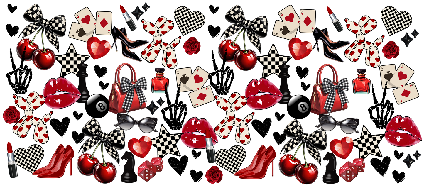 Cherry Retro | UV DTF Wrap for Cups | Ready to Apply Permanent