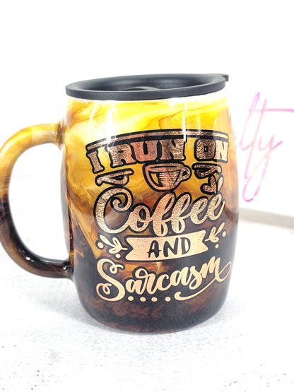 Coffee Swirl Epoxy Mug 14oz | Handmade Stainless Steel Coffee Cup