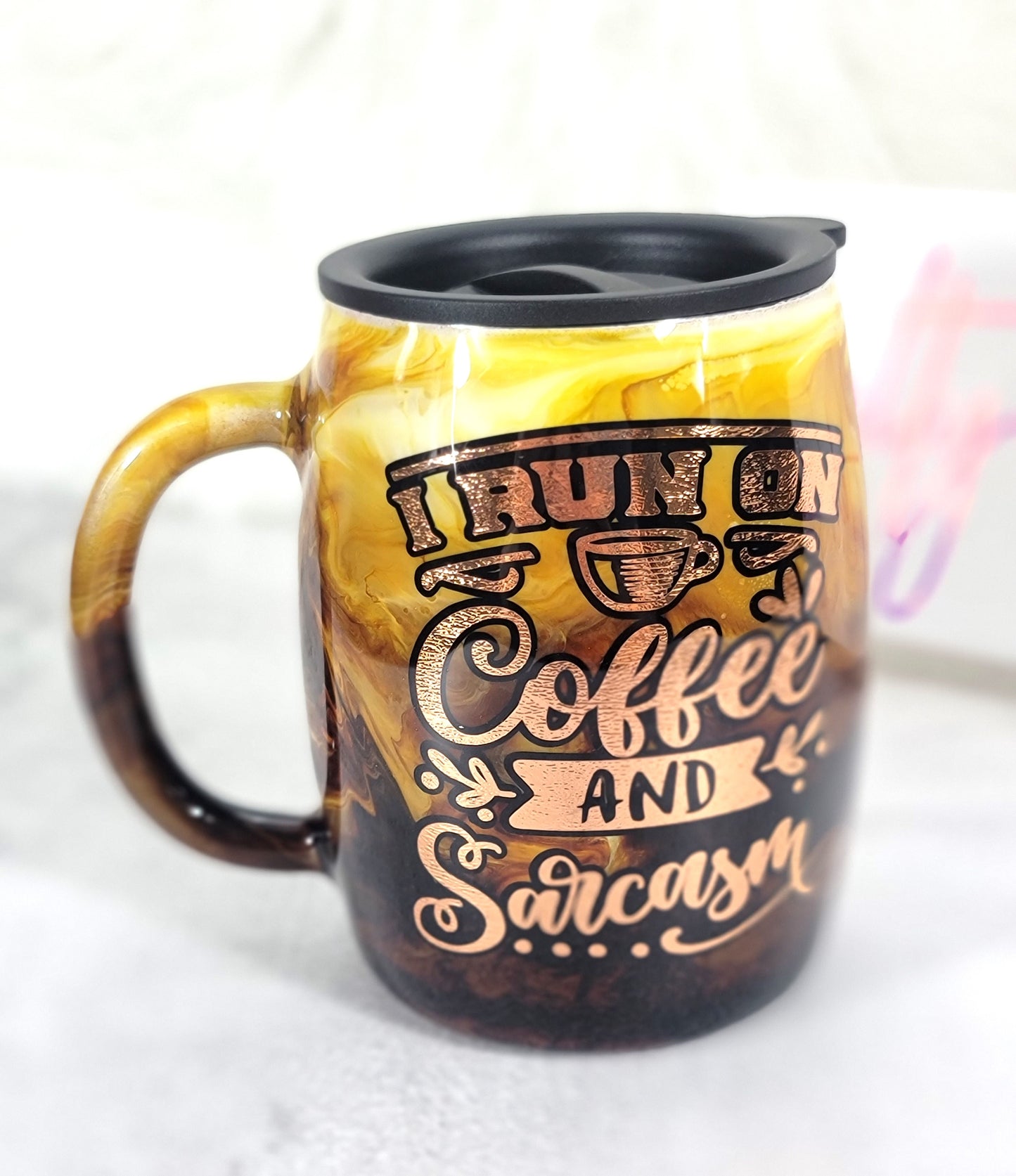 Coffee Swirl Epoxy Mug 14oz | Handmade Stainless Steel Coffee Cup