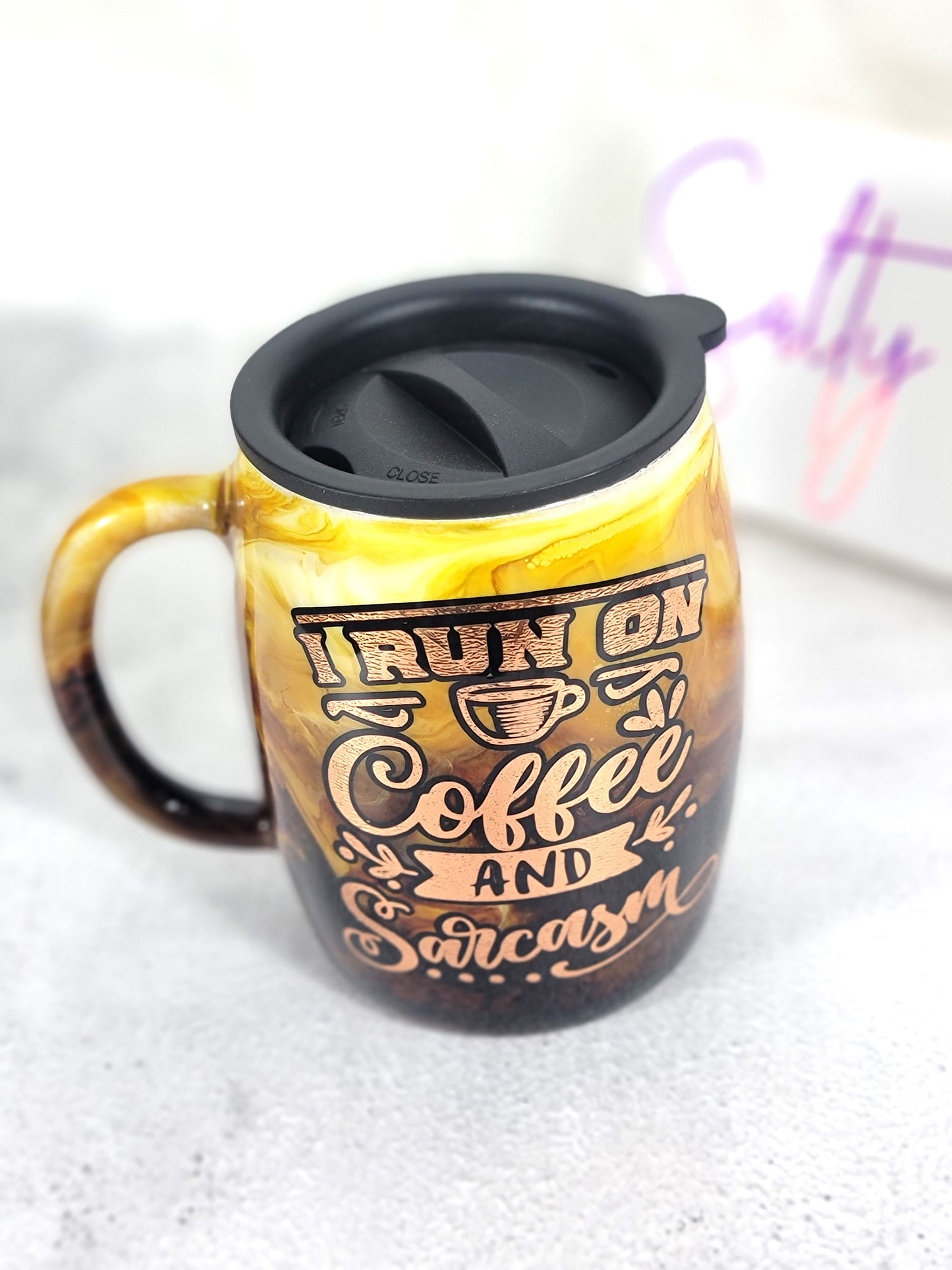 Coffee Swirl Epoxy Mug 14oz | Handmade Stainless Steel Coffee Cup