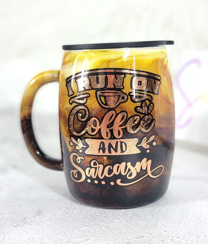 Coffee Swirl Epoxy Mug 14oz | Handmade Stainless Steel Coffee Cup