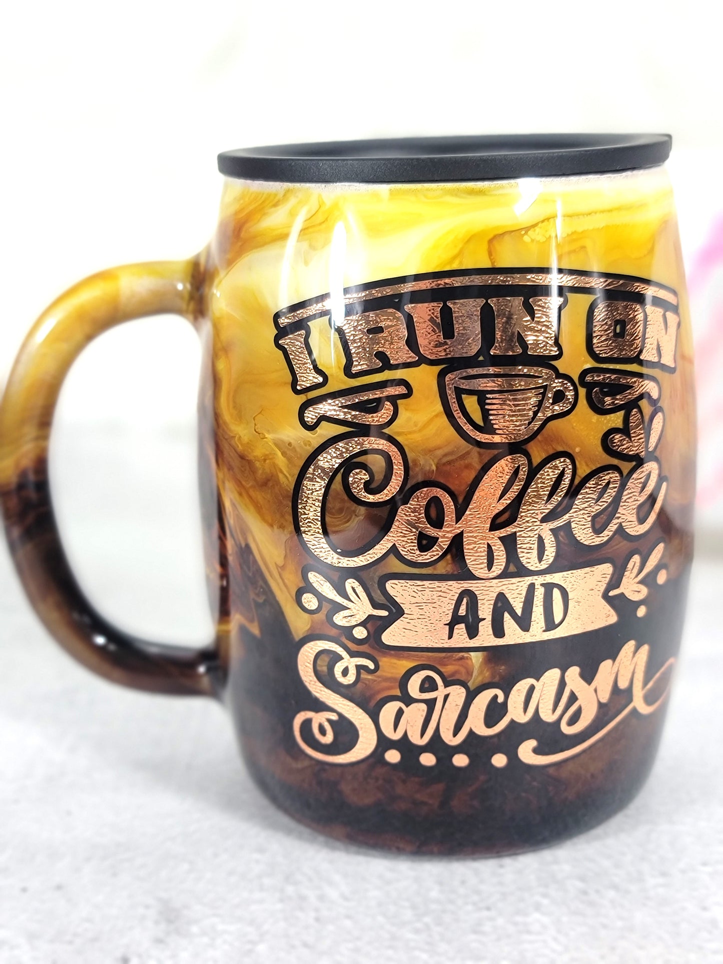 Coffee Swirl Epoxy Mug 14oz | Handmade Stainless Steel Coffee Cup