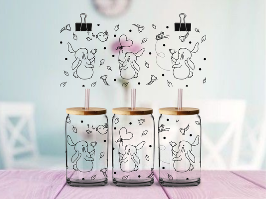 Bunny Daisy | UV DTF Wrap for Cups | Ready to Apply Permanent