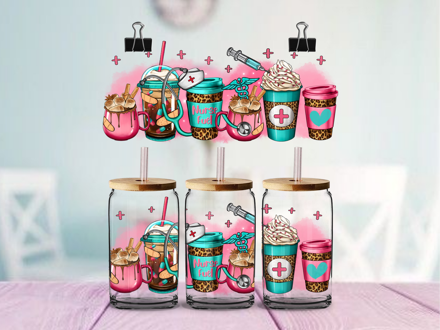 Nurse Coffee | UV DTF Wrap for Cups | Ready to Apply Permanent