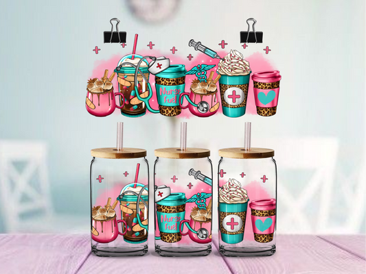 Nurse Coffee | UV DTF Wrap for Cups | Ready to Apply Permanent