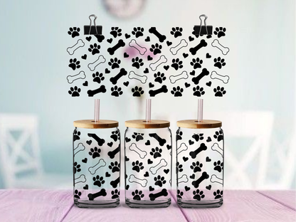 Paws and Bones | UV DTF Wrap for Cups | Ready to Apply Permanent