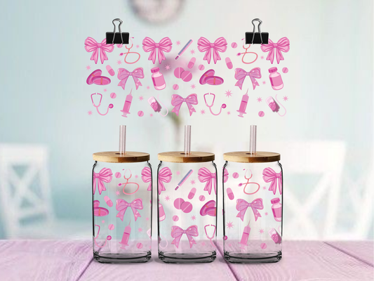 Nurse Bows | UV DTF Wrap for Cups | Ready to Apply Permanent