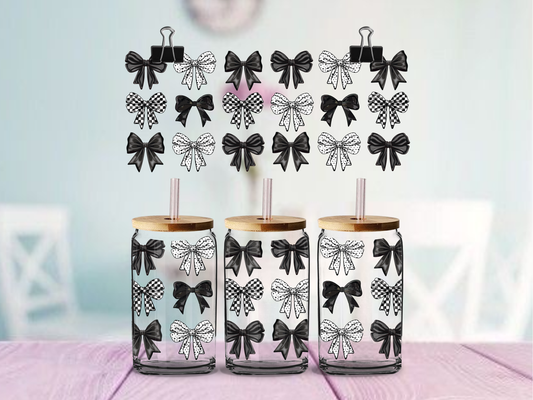 Black Bows | UV DTF Wrap for Cups | Ready to Apply Permanent