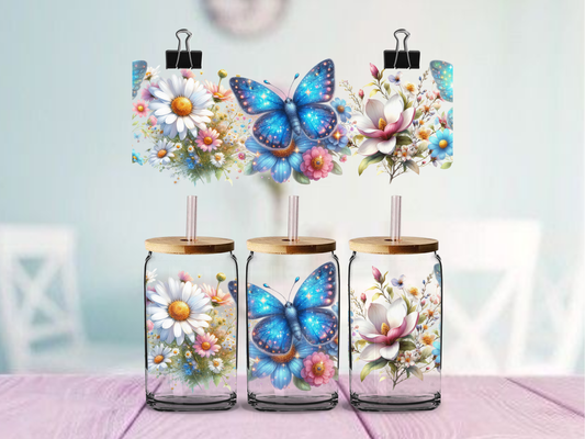 Butterflies and Daisies | UV DTF Wrap for Cups | Ready to Apply Permanent