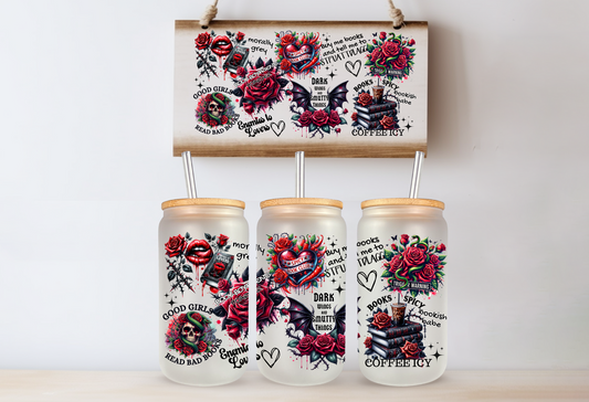 Morally Grey Book Girl | UV DTF Wrap for Cups | Ready to Apply Permanent