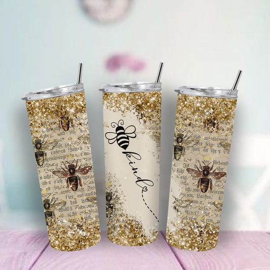 Be Kind Vintage Bee split 20oz Tumbler | Insulated Stainless Steel Cup