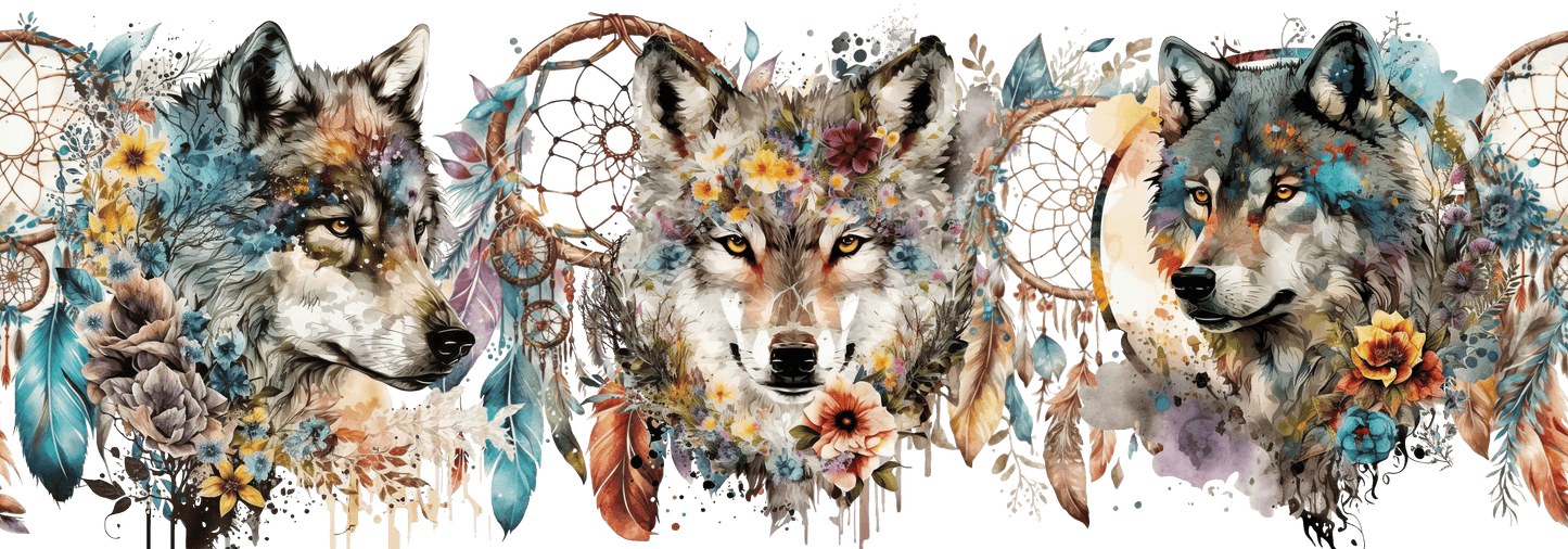 Boho Wolf | UV DTF Wrap for Cups | Ready to Apply Permanent