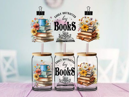 Distracted By Books | UV DTF Wrap for Cups | Ready to Apply Permanent
