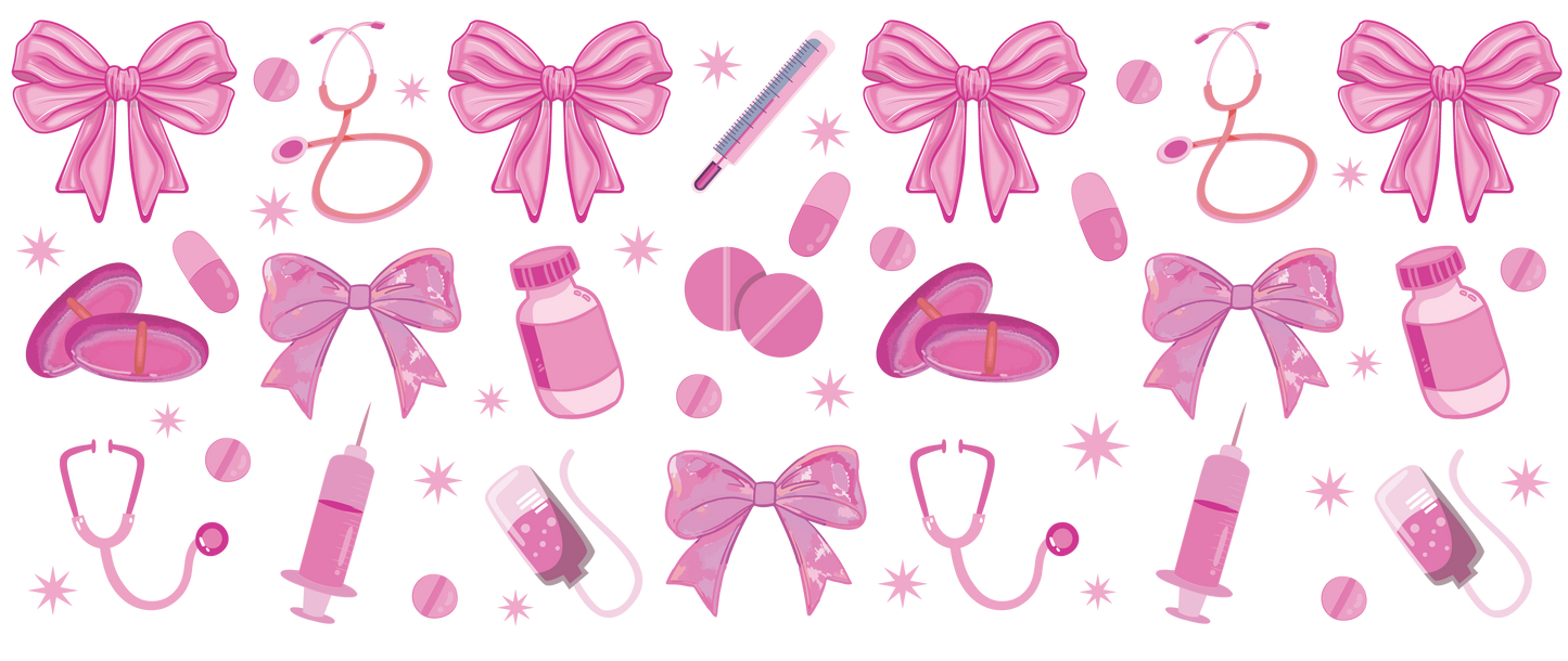Nurse Bows | UV DTF Wrap for Cups | Ready to Apply Permanent