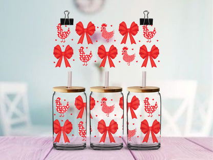 Chickens & Bows | UV DTF Wrap for Cups | Ready to Apply Permanent