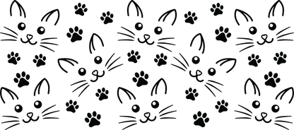 Cat Face  | UV DTF Wrap for Cups  Ready to Apply Permanent