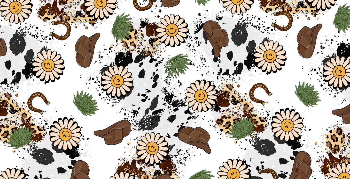Cow Girl Daisy | UV DTF Wrap for Cups | Ready to Apply Permanent