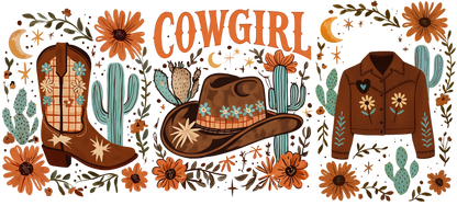 Cow Girl Cactus | UV DTF Wrap for Cups | Ready to Apply Permanent