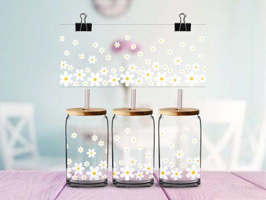 Daisy Elegant | UV DTF Wrap for Cups | Ready to Apply Permanent