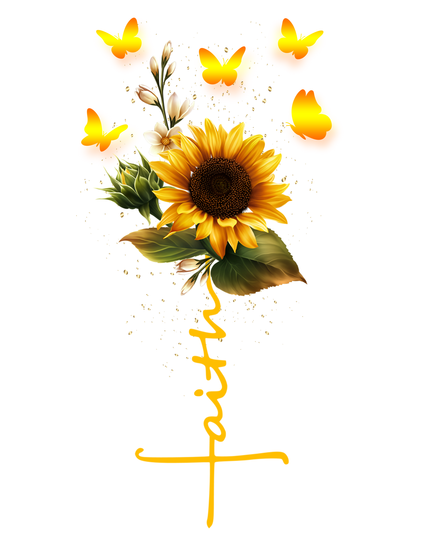 Faith and Sunflowers UV DTF Decal| Waterproof, Permanent Transfer