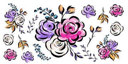 Floral Hand Painted | UV DTF Wrap for Cups | Ready to Apply Permanent