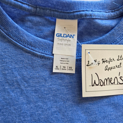 Grit and Grace Christian T-Shirt | Heather Royal Blue Softstyle Tee (XL Fitted)