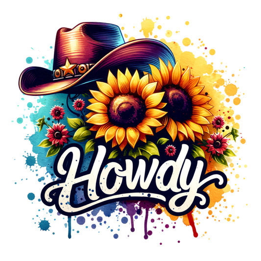 Howdy Sunflowers UV DTF Decal | Waterproof, Permanent Transfer