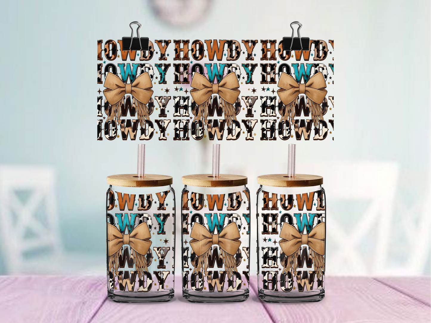 Howdy Bow | UV DTF Wrap for Cups | Ready to Apply Permanent