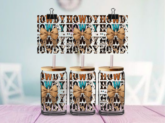 Howdy Bow | UV DTF Wrap for Cups | Ready to Apply Permanent