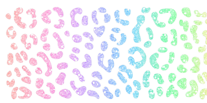 Leopard Print Colorful Faux Glitter | UV DTF Wrap for Cups | Ready to Apply Permanent