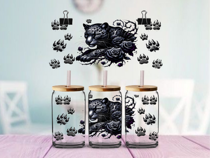 Leopard Paw Blackout | UV DTF Wrap for Cups | Ready to Apply Permanent