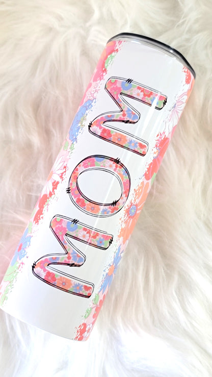 Mom Daisy 20oz Tumbler | Floral Insulated Stainless Steel Travel Cup