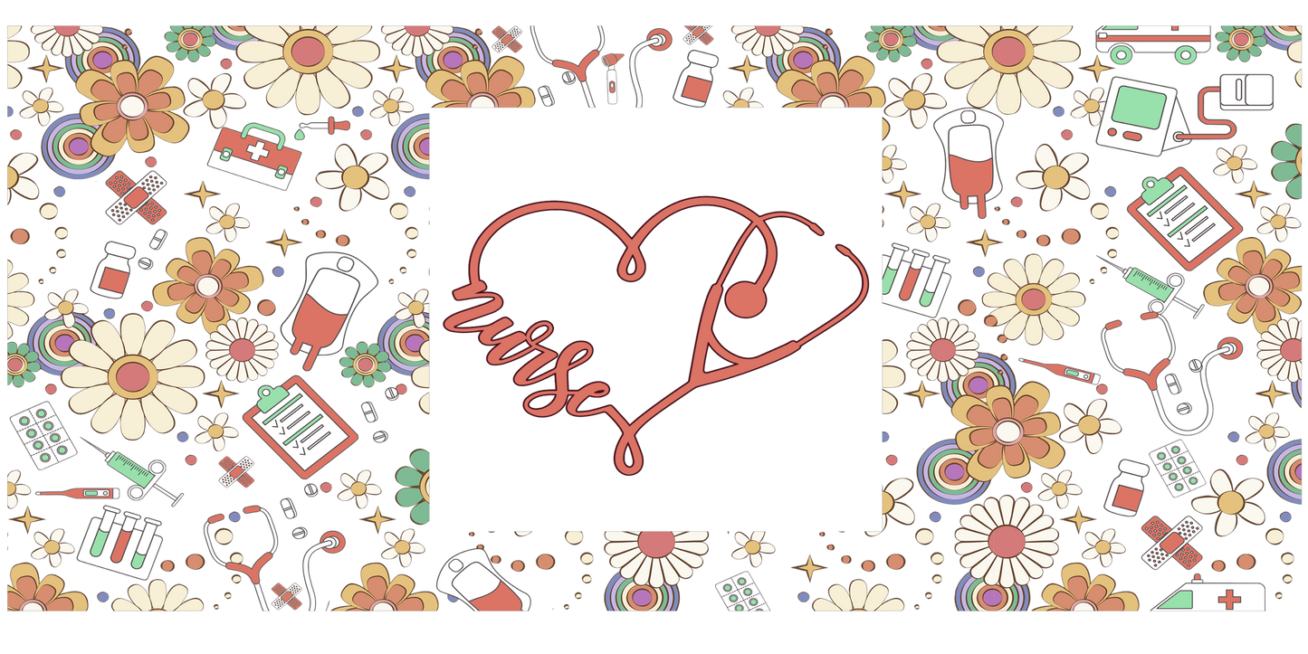 Nurse Floral | UV DTF Wrap for Cups | Ready to Apply Permanent
