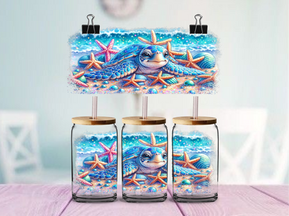 Sea Turtle & Star Fish | UV DTF Wrap for Cups | Ready to Apply Permanent