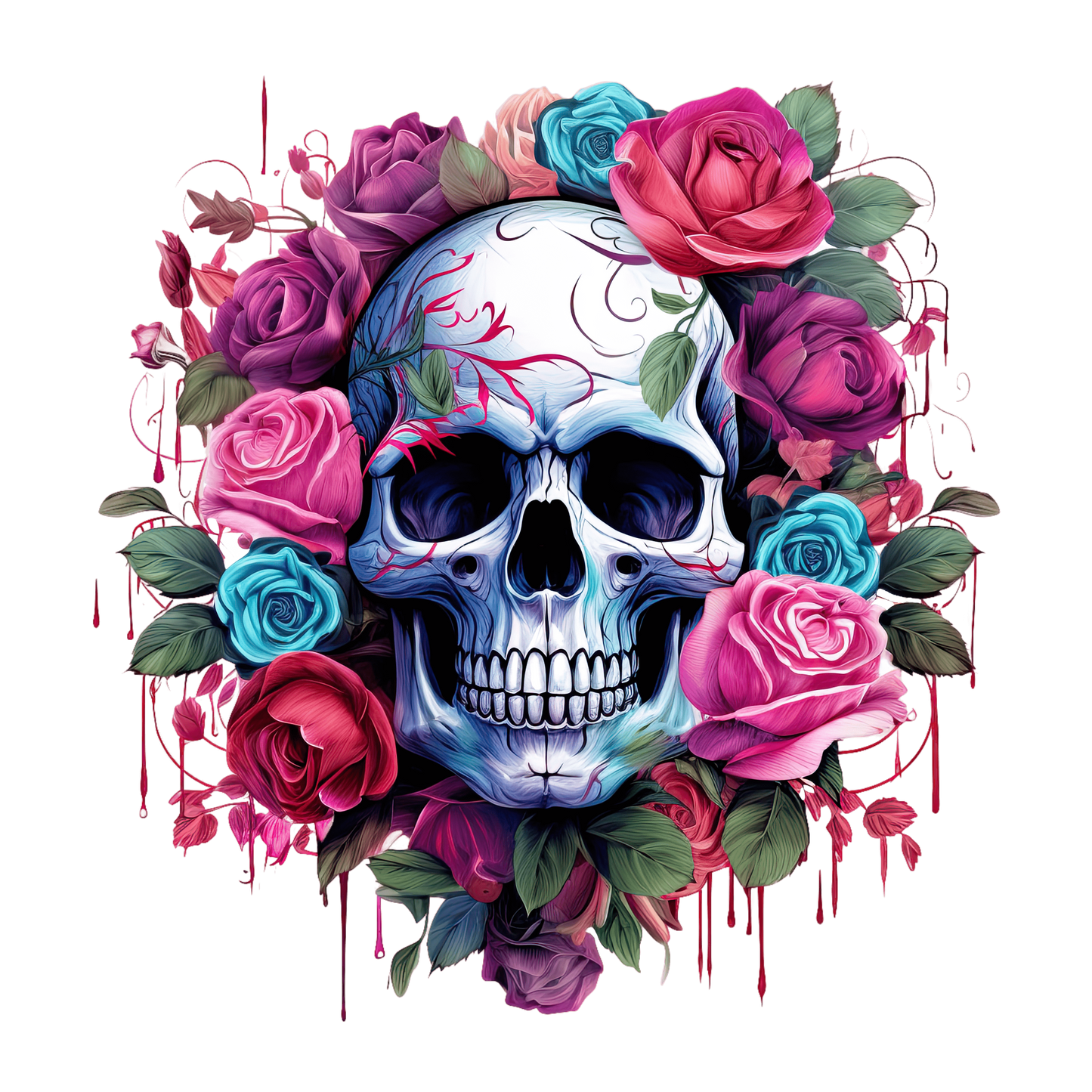 Skulls & Florals UV DTF Decal| Waterproof, Permanent Transfer