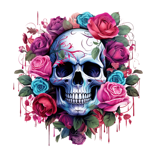 Skulls & Florals UV DTF Decal| Waterproof, Permanent Transfer