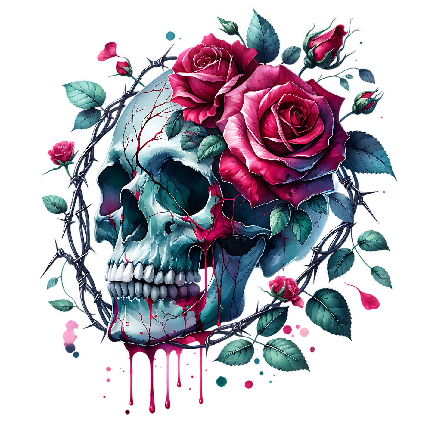 Skulls & Florals UV DTF Decal| Waterproof, Permanent Transfer