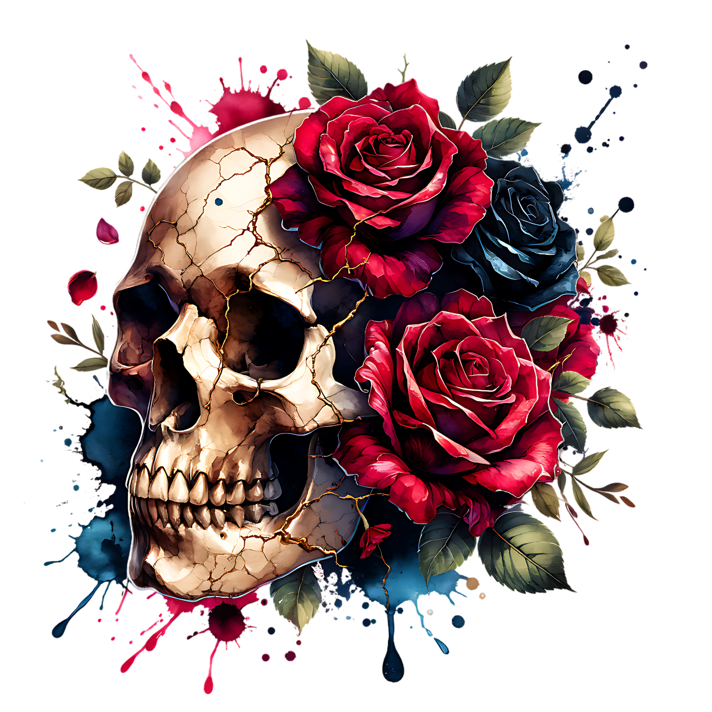 Skulls & Florals UV DTF Decal| Waterproof, Permanent Transfer